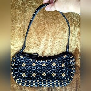 Vintage Nine West Wooden Bead Embellished Handbag